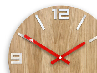 Sieninis laikrodis ArabicWoodWhiteRed kaina ir informacija | Laikrodžiai | pigu.lt