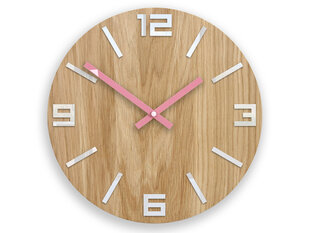 Sieninis laikrodis ArabicWoodWhitePink цена и информация | Часы | pigu.lt