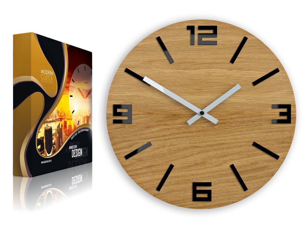 Sieninis laikrodis ArabicWoodBlack kaina ir informacija | Laikrodžiai | pigu.lt