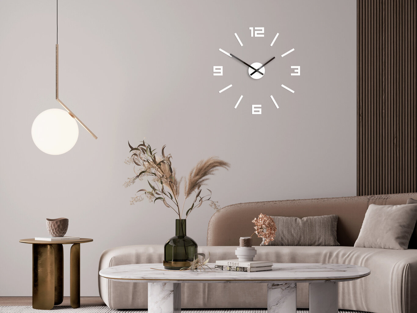 Sieninis laikrodis ArabicWhite цена и информация | Laikrodžiai | pigu.lt