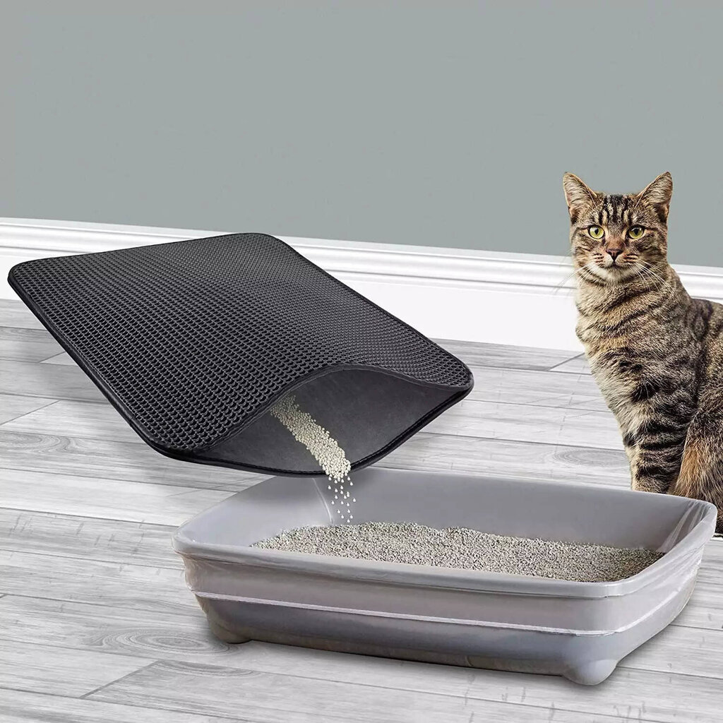 Dvisluoksnis kačių kraiko kilimėlis, pilkas kaina ir informacija | Kačių tualetai | pigu.lt