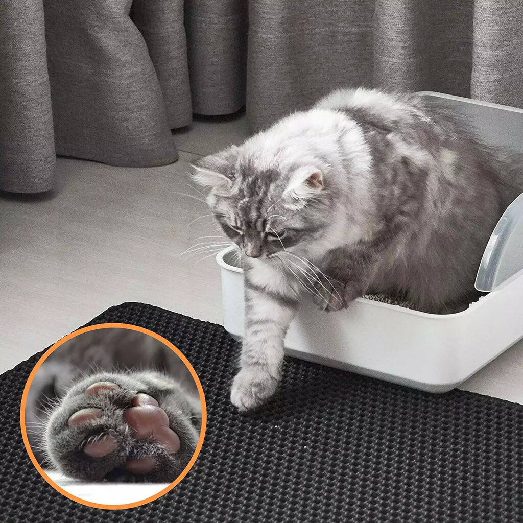 Dvisluoksnis kačių kraiko kilimėlis, pilkas kaina ir informacija | Kačių tualetai | pigu.lt