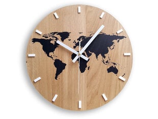 Sieninis laikrodis Pasaulio žemėlapis kaina ir informacija | Laikrodžiai | pigu.lt