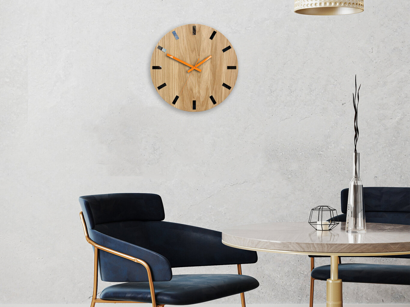 Sieninis laikrodis SimpleWoodBlackOrange kaina ir informacija | Laikrodžiai | pigu.lt