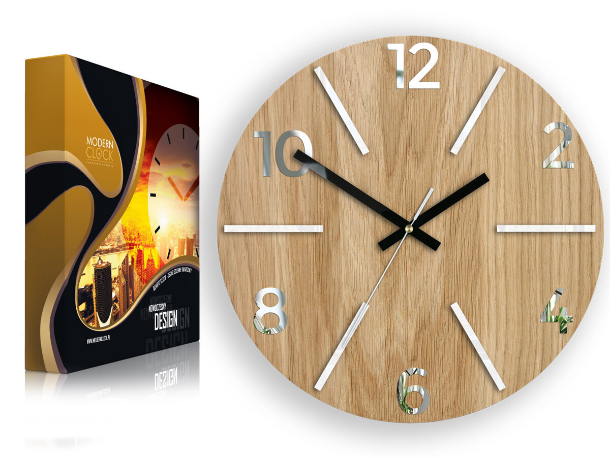 Sieninis laikrodis AkselWoodWhiteMirror kaina ir informacija | Laikrodžiai | pigu.lt