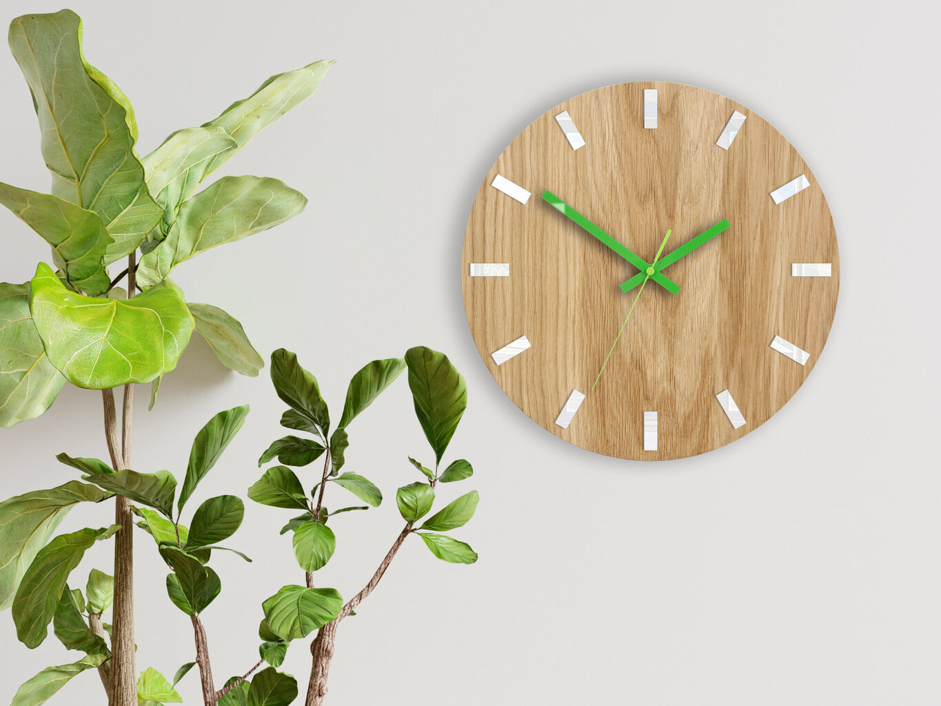 Sieninis laikrodis SimpleWoodWhiteGreen kaina ir informacija | Laikrodžiai | pigu.lt