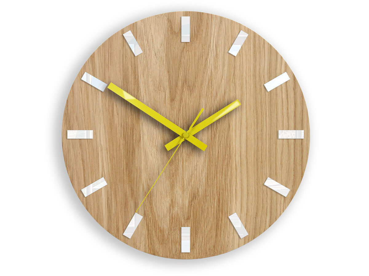 Sieninis laikrodis SimpleWoodWhiteYellow kaina ir informacija | Laikrodžiai | pigu.lt