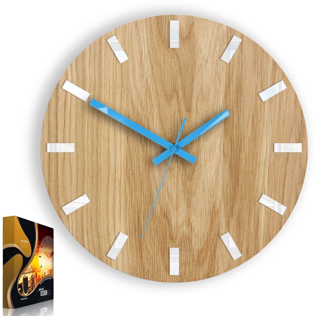 Sieninis laikrodis SimpleWoodWhiteBlue kaina ir informacija | Laikrodžiai | pigu.lt