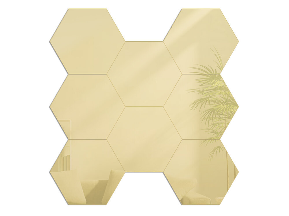 Dekoratyvinis veidrodis HexagonsGoldMirror kaina ir informacija | Veidrodžiai | pigu.lt