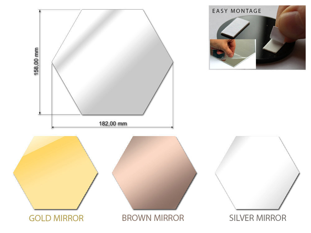 Dekoratyvinis veidrodis HexagonsGoldMirror kaina ir informacija | Veidrodžiai | pigu.lt