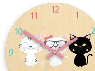 Vaikiškas sieninis laikrodis SweetCats цена и информация | Часы | pigu.lt