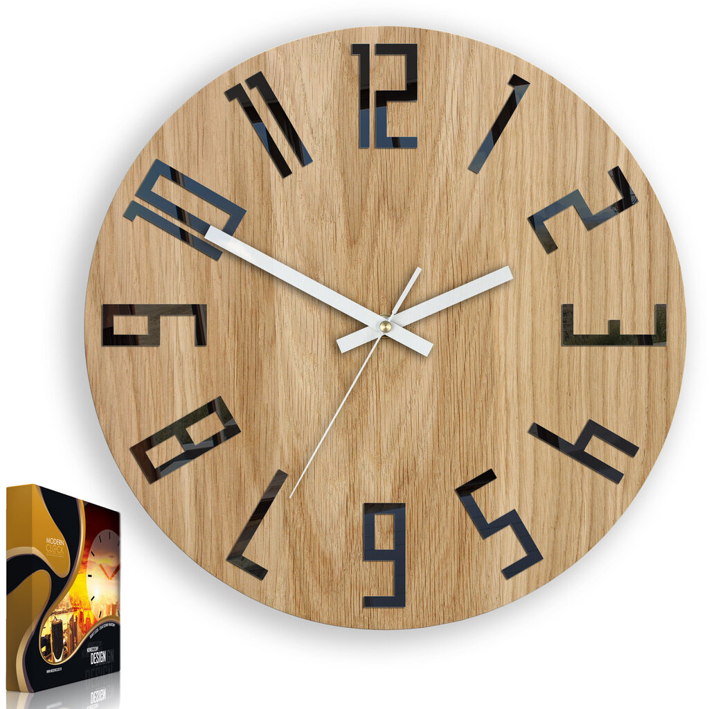 Sieninis laikrodis Unique SlimWoodBlackWhite kaina ir informacija | Laikrodžiai | pigu.lt