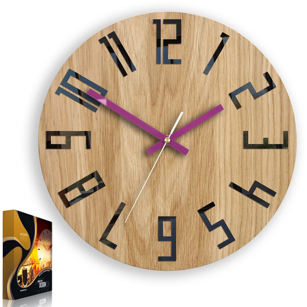 Sieninis laikrodis SlimWoodBlackViolet kaina ir informacija | Laikrodžiai | pigu.lt