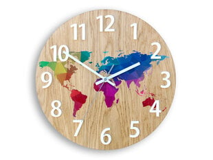 Sieninis laikrodis MapaWoodCyfry kaina ir informacija | Laikrodžiai | pigu.lt