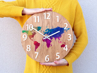 Sieninis laikrodis MapaWoodCyfry цена и информация | Часы | pigu.lt