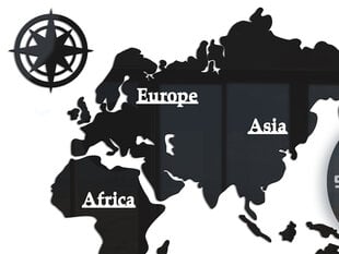 Sieninis laikrodis 3D Mapa 110X55 kaina ir informacija | Laikrodžiai | pigu.lt