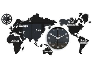 Sieninis laikrodis 3D Mapa 110X55 цена и информация | Часы | pigu.lt