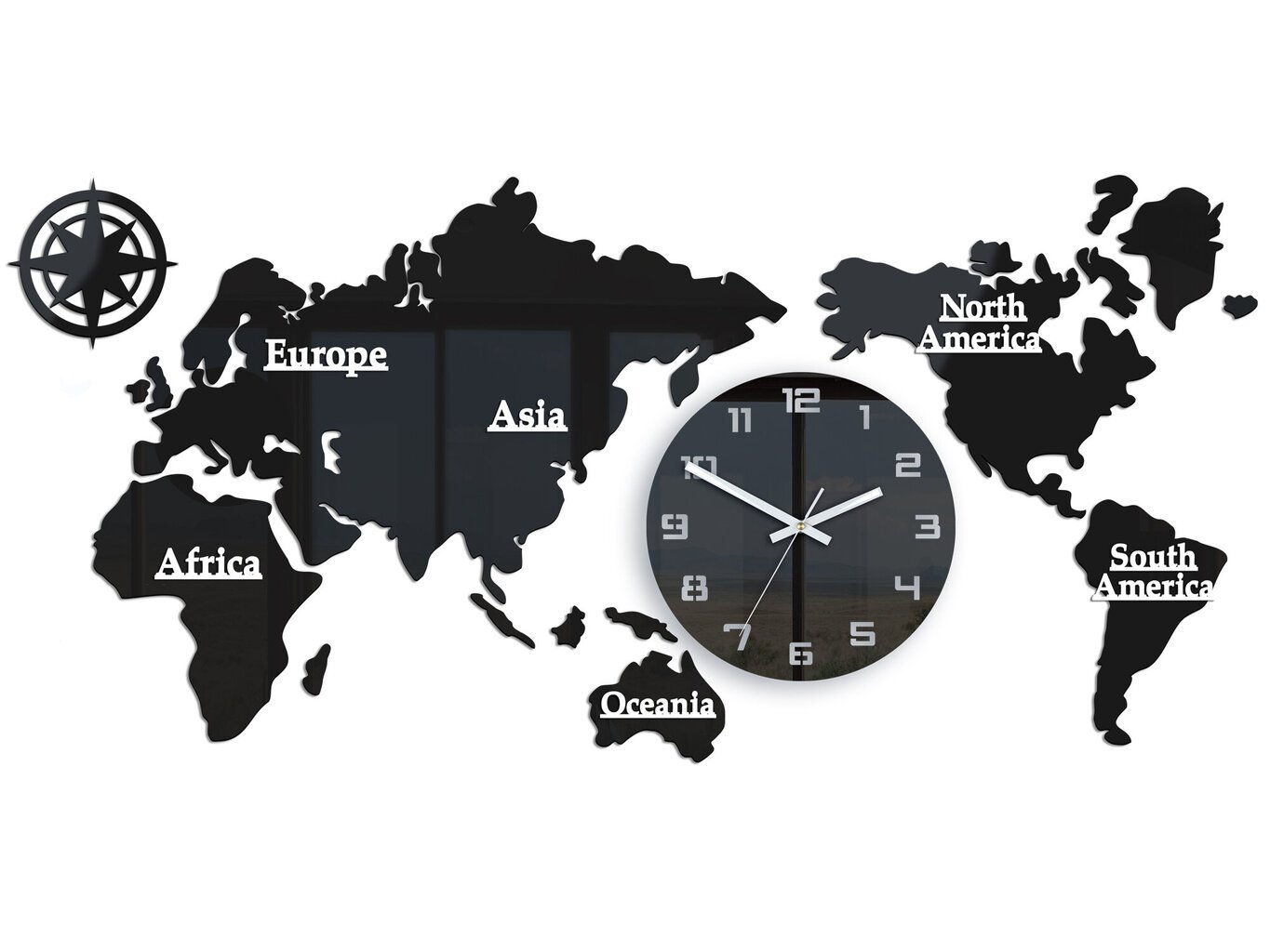Sieninis laikrodis 3D Mapa 110X55 kaina ir informacija | Laikrodžiai | pigu.lt