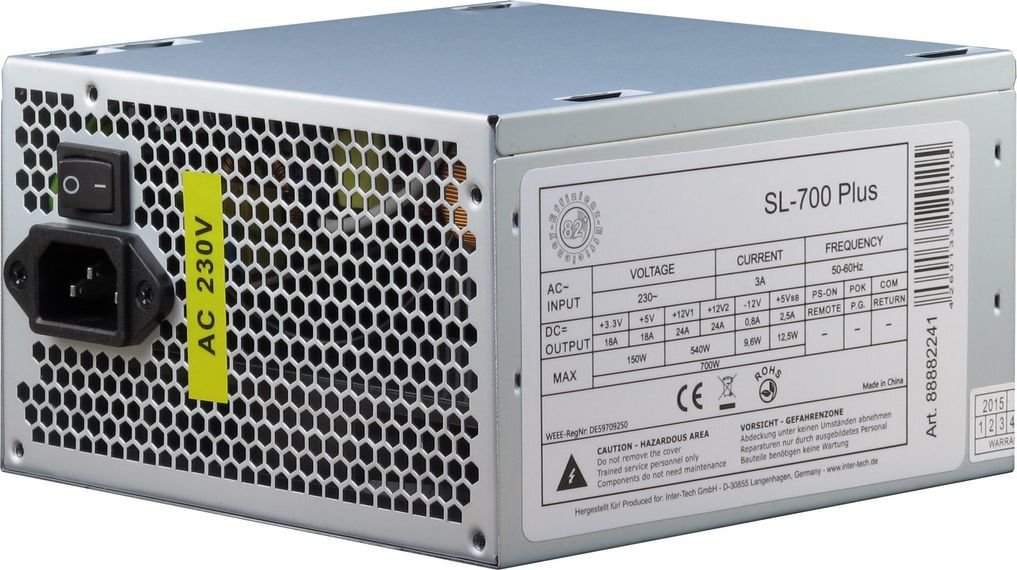 Inter-Tech SL-700 Plus 700W (88882141) kaina ir informacija | Maitinimo šaltiniai (PSU) | pigu.lt