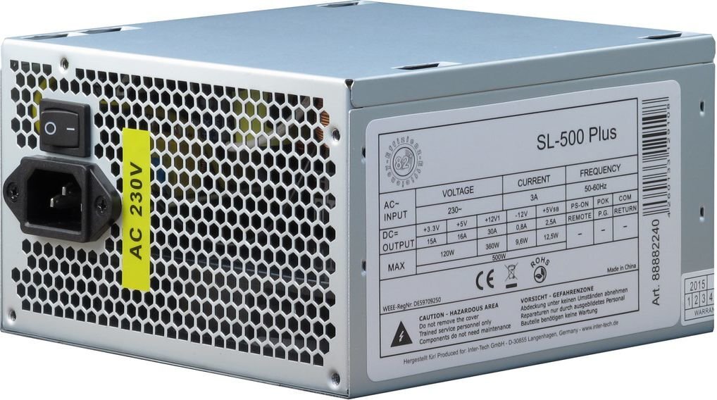 Inter-Tech SL-500 Plus (88882140) kaina ir informacija | Maitinimo šaltiniai (PSU) | pigu.lt