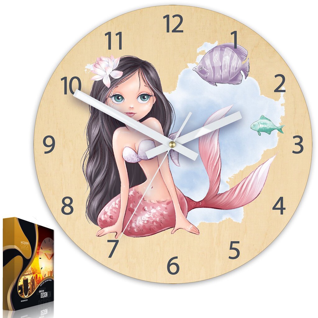 Vaikiškas sieninis laikrodis Undinėlė kaina ir informacija | Laikrodžiai | pigu.lt