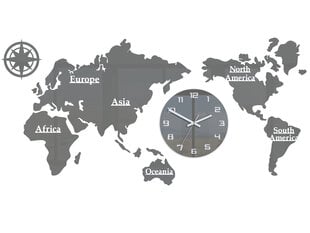 Sieninis laikrodis Mapa 110X55 Grey kaina ir informacija | Laikrodžiai | pigu.lt