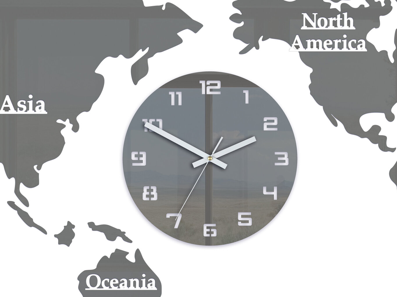 Sieninis laikrodis Mapa 110X55 Grey kaina ir informacija | Laikrodžiai | pigu.lt