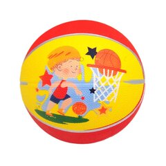 Krepšinio guminis kamuolys 16 cm, geltonas ir raudonas kaina ir informacija | Pripučiamos ir paplūdimio prekės | pigu.lt
