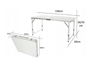 Sulankstomas turistinis stalas su kėdėmis Abarqs, baltas, 60 x 60 x 6cm цена и информация | Туристическая мебель | pigu.lt