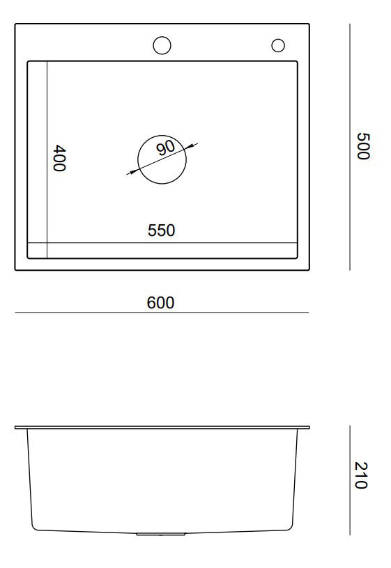 Plautuvė Granitan, 60x50 cm цена и информация | Virtuvinės plautuvės | pigu.lt
