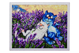 Deimantinė mozaika su rėmeliu TM Varvikas Cats - In Lavender LG275e 40x50 cm kaina ir informacija | Deimantinės mozaikos | pigu.lt