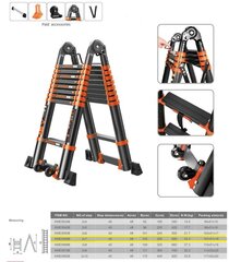 Teleskopinės dvipusės kopėčios Bauswern 2x7, 2,9 m + 2,9 m kaina ir informacija | Mechaniniai įrankiai | pigu.lt