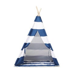 Игровая палатка Teepee, бело-голубая полоска цена и информация | Детские игровые домики | pigu.lt