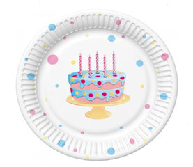 Vienkartinės popierinės lėkštės Tortas, 18 cm kaina ir informacija | Vienkartiniai indai šventėms | pigu.lt