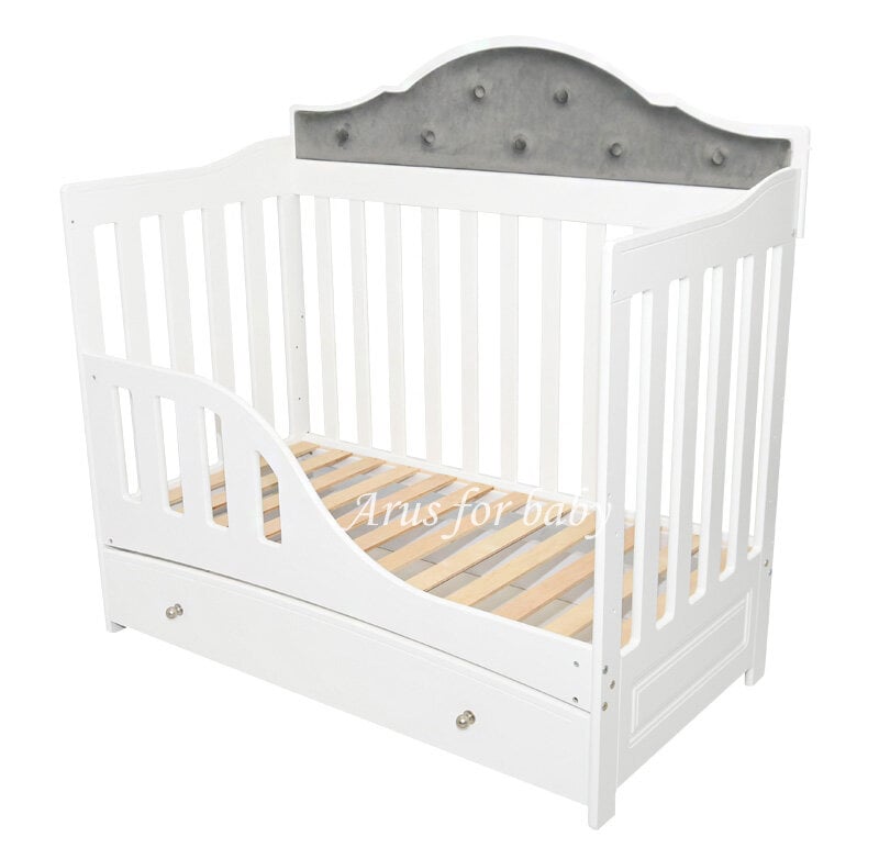 Vaikiška lovytė su stalčiumi Arus Carmen, 120x60 cm, balta kaina ir informacija | Kūdikių lovytės | pigu.lt