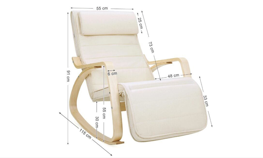 Kėdė Songmics LYY10M, balta kaina ir informacija | Svetainės foteliai | pigu.lt