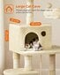 Kačių draskyklė su hamaku, 143 cm, smėlio spalvos цена и информация | Draskyklės | pigu.lt