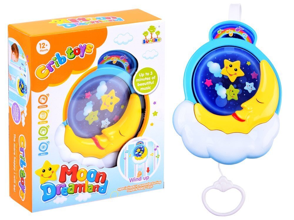 Pakabinamas muzikinis žaislas vaikiškai lovytei Crib Toys Mėnulis цена и информация | Žaislai kūdikiams | pigu.lt