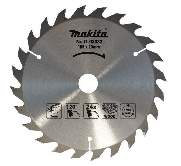 Makita pjovimo diskas 165mm MD-03333 kaina ir informacija | Mechaniniai įrankiai | pigu.lt