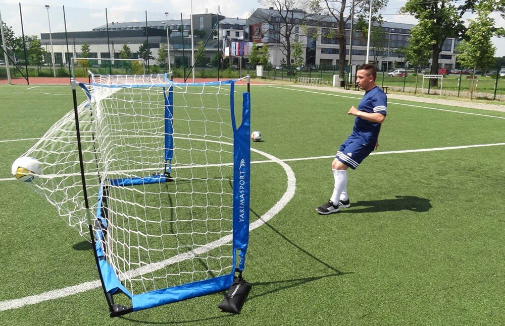 Futbolo vartai Yakimasport, 300x155 cm, mėlyni/balti kaina ir informacija | Futbolo vartai ir tinklai | pigu.lt