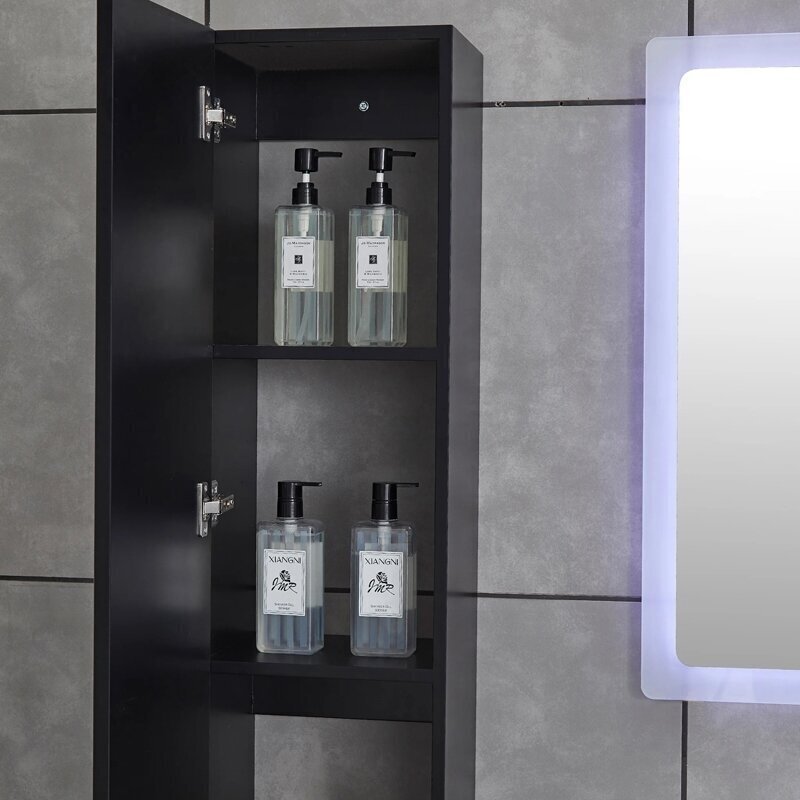 Vonios spintelė Lyfco 30x150x25 cm, juoda kaina ir informacija | Vonios spintelės | pigu.lt