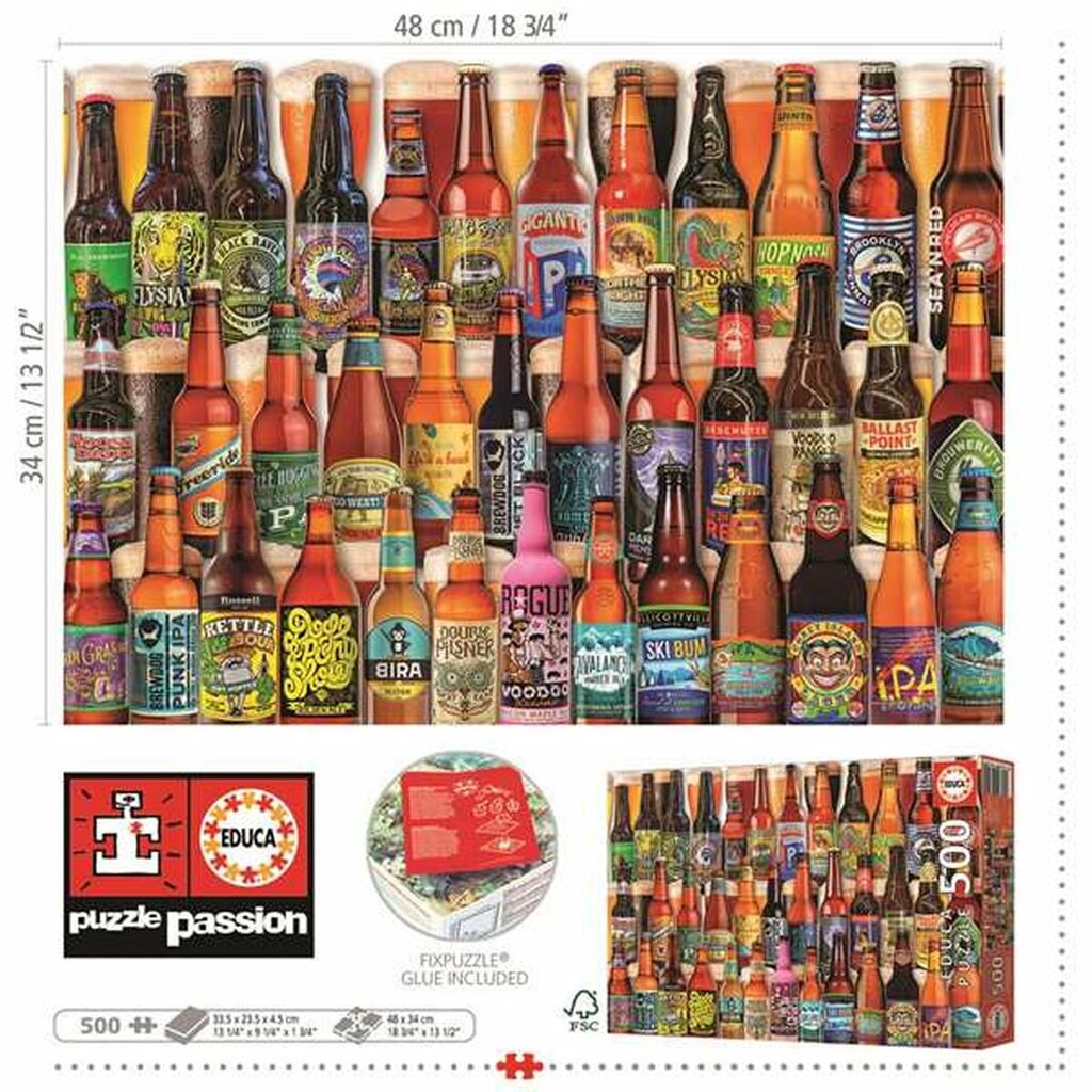 Dėlionė Educa Craft Beer, 500 d. kaina ir informacija | Dėlionės (puzzle) | pigu.lt