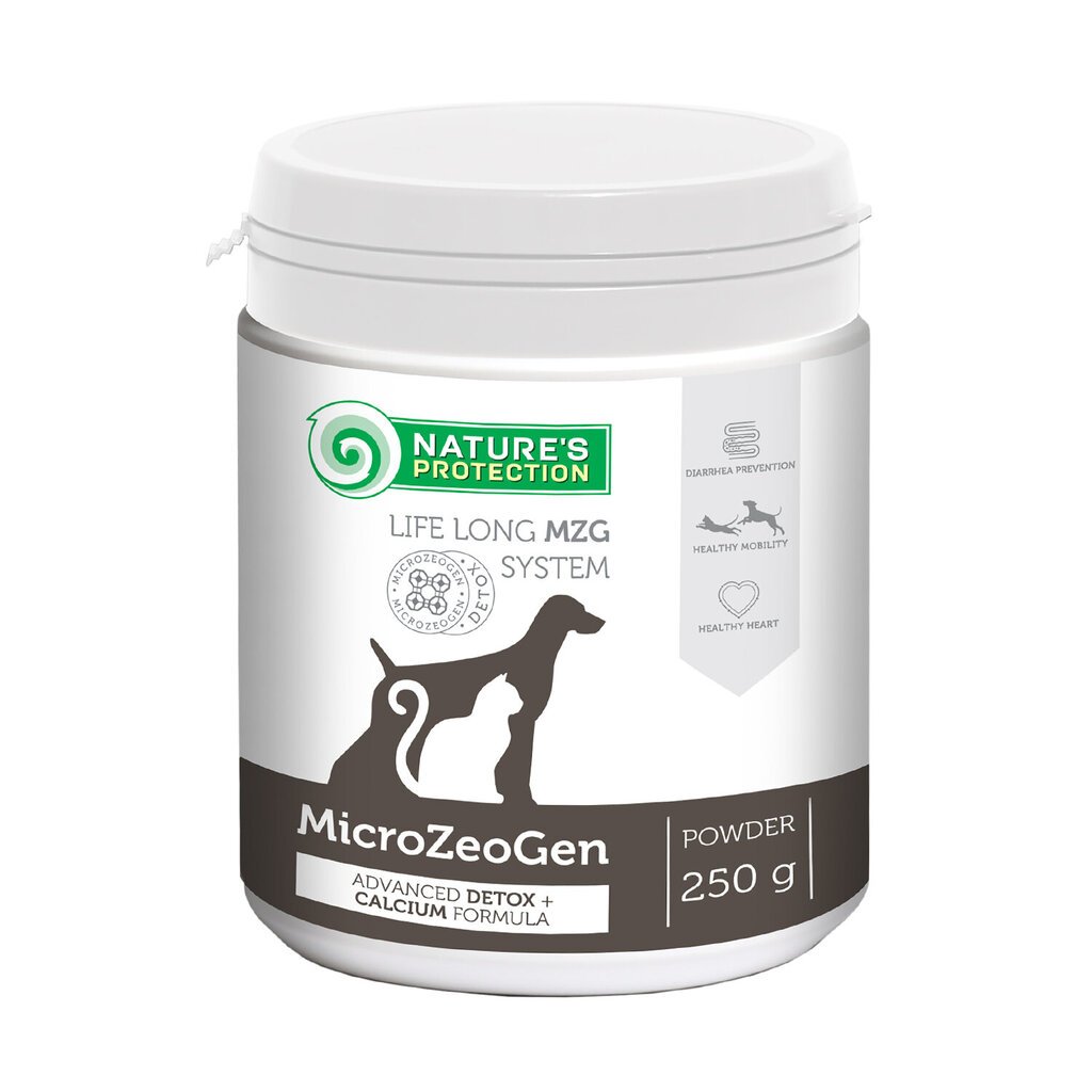 Šunų ir kačių pašaro papildas su kalciu Nature's Protection MicroZeoGen , 250 g kaina ir informacija | Vitaminai, papildai, antiparazitinės priemonės šunims | pigu.lt