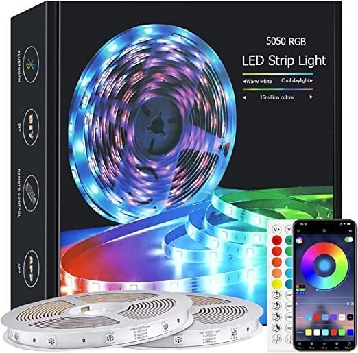 Išmani LED juosta 5050 RGB Bluetooth, 15m kaina ir informacija | LED juostos | pigu.lt