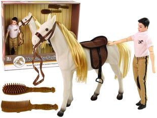 Lėlė - vaikinas su baltos spalvos žirgu Lean Toys kaina ir informacija | Žaislai mergaitėms | pigu.lt