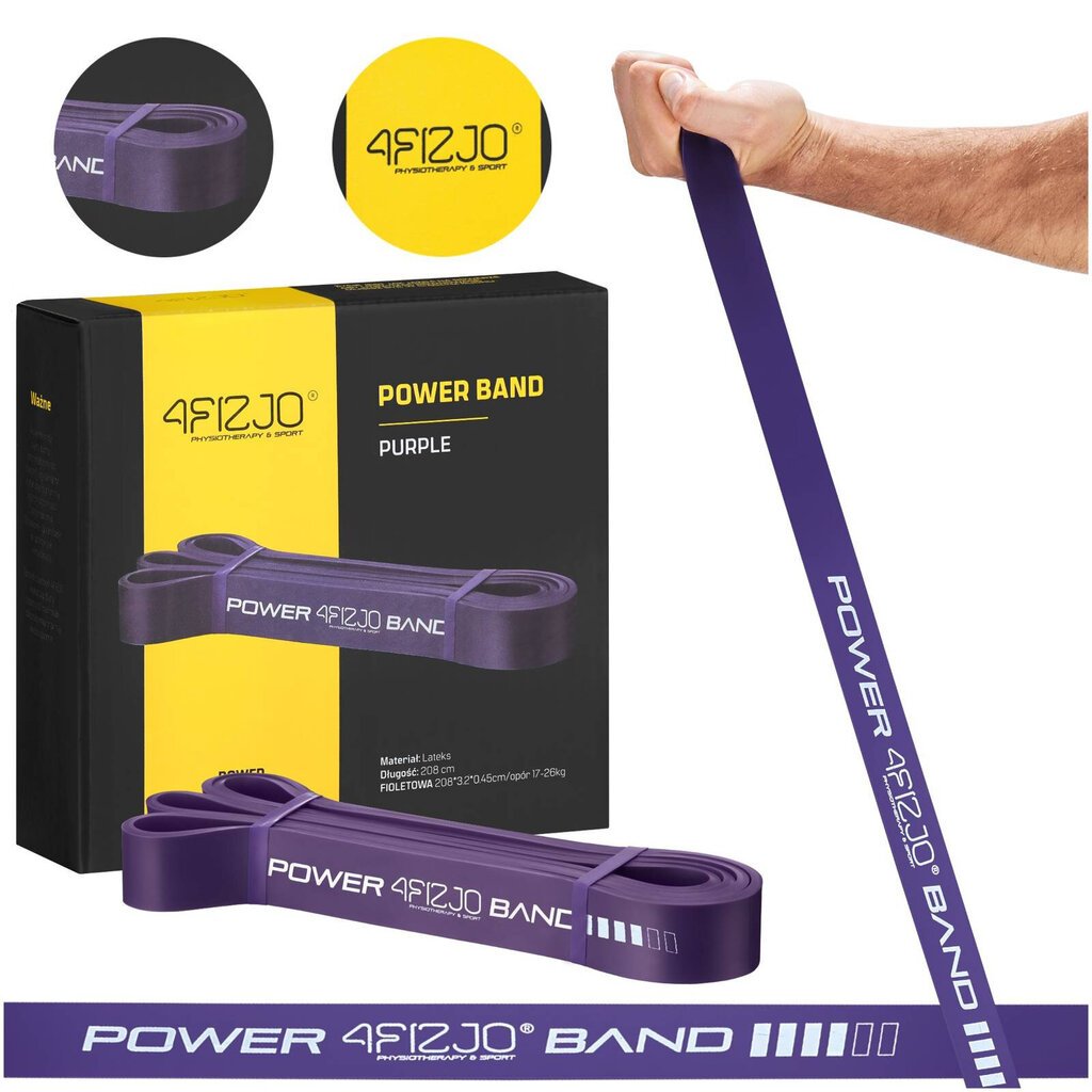 Pasipriešinimo guma Power Band 4Fizjo, violetinė цена и информация | Pasipriešinimo gumos, žiedai | pigu.lt