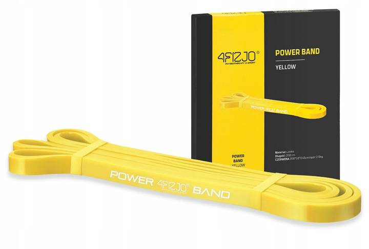 Pasipriešinimo guma Power Band 4Fizjo, geltona kaina ir informacija | Pasipriešinimo gumos, žiedai | pigu.lt