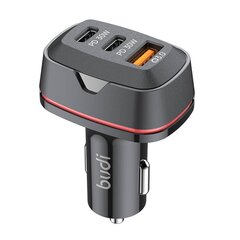 Budi car charger, USB + 2x USB-C, 60W, PD + QC (black) цена и информация | Зарядные устройства для телефонов | pigu.lt