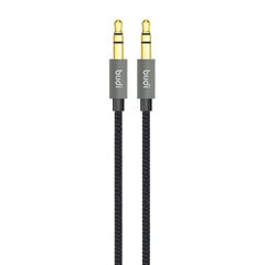 AUX cable mini jack 3.5mm to mini jack 3.5mm Budi, 1.2m (black) цена и информация | Кабели для телефонов | pigu.lt