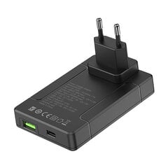 Budi universal wall charger, USB + USB-C, PD 65W + EU|UK|US|AU adapters (black) цена и информация | Зарядные устройства для телефонов | pigu.lt